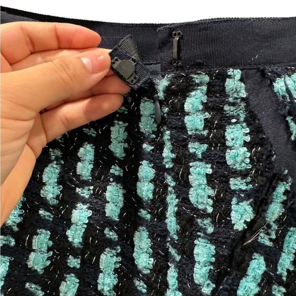 OSCAR DE LA RENTA Tweed Bright Blue Patchwork Pencil Skirt - Picture 2 of 4